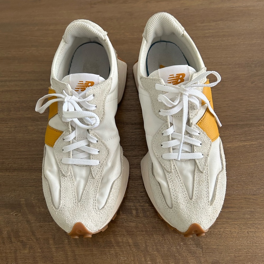 New Balance Beige White Orange Suede Retro Runner Sneakers - Picture 2 of 7